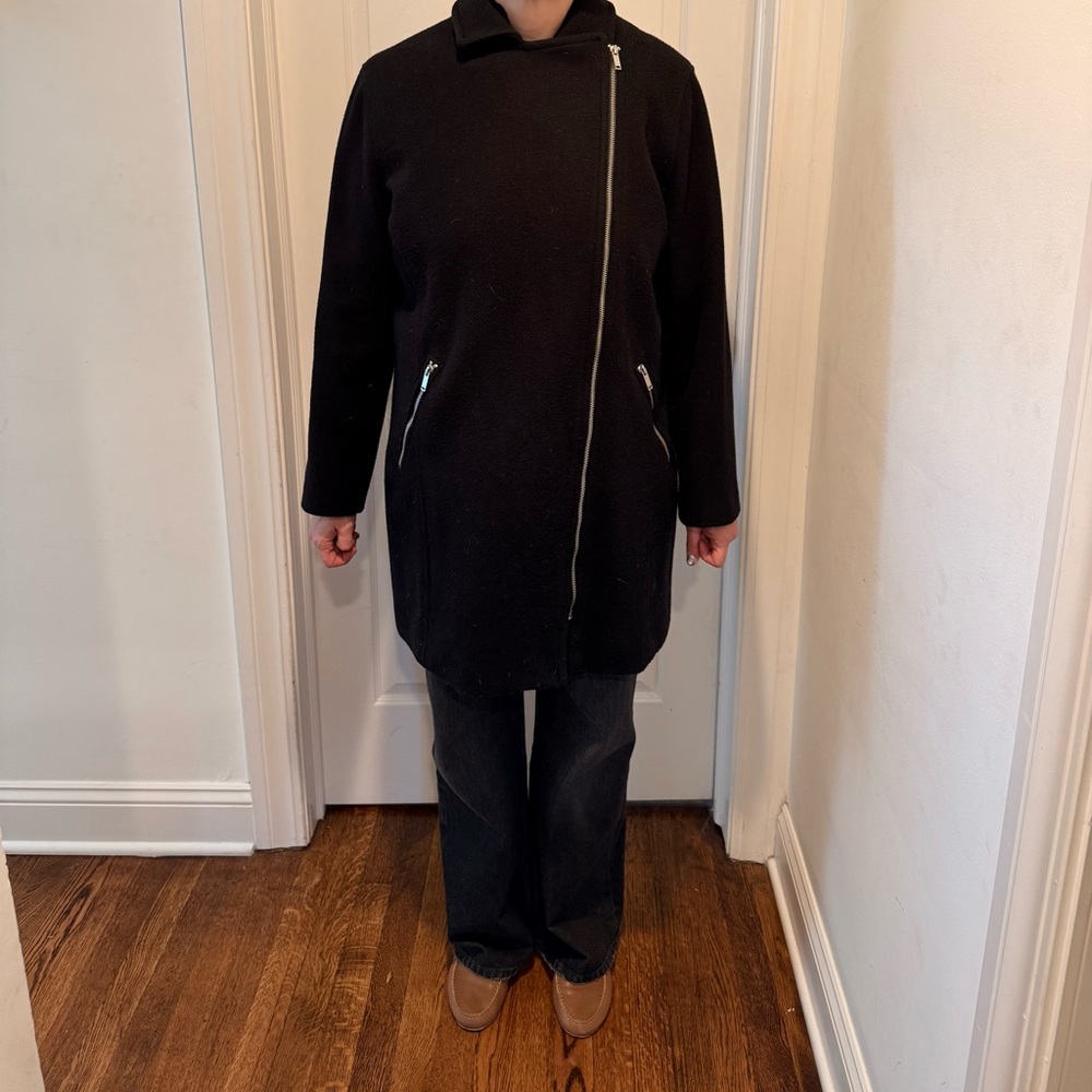 Old Navy Black Coat with Asymmetrical Zipper